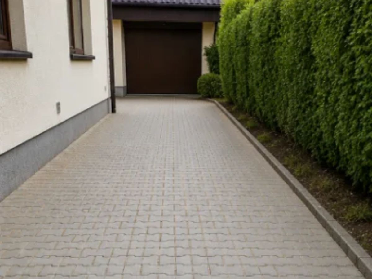 Čištění zámkové dlažby — stav po