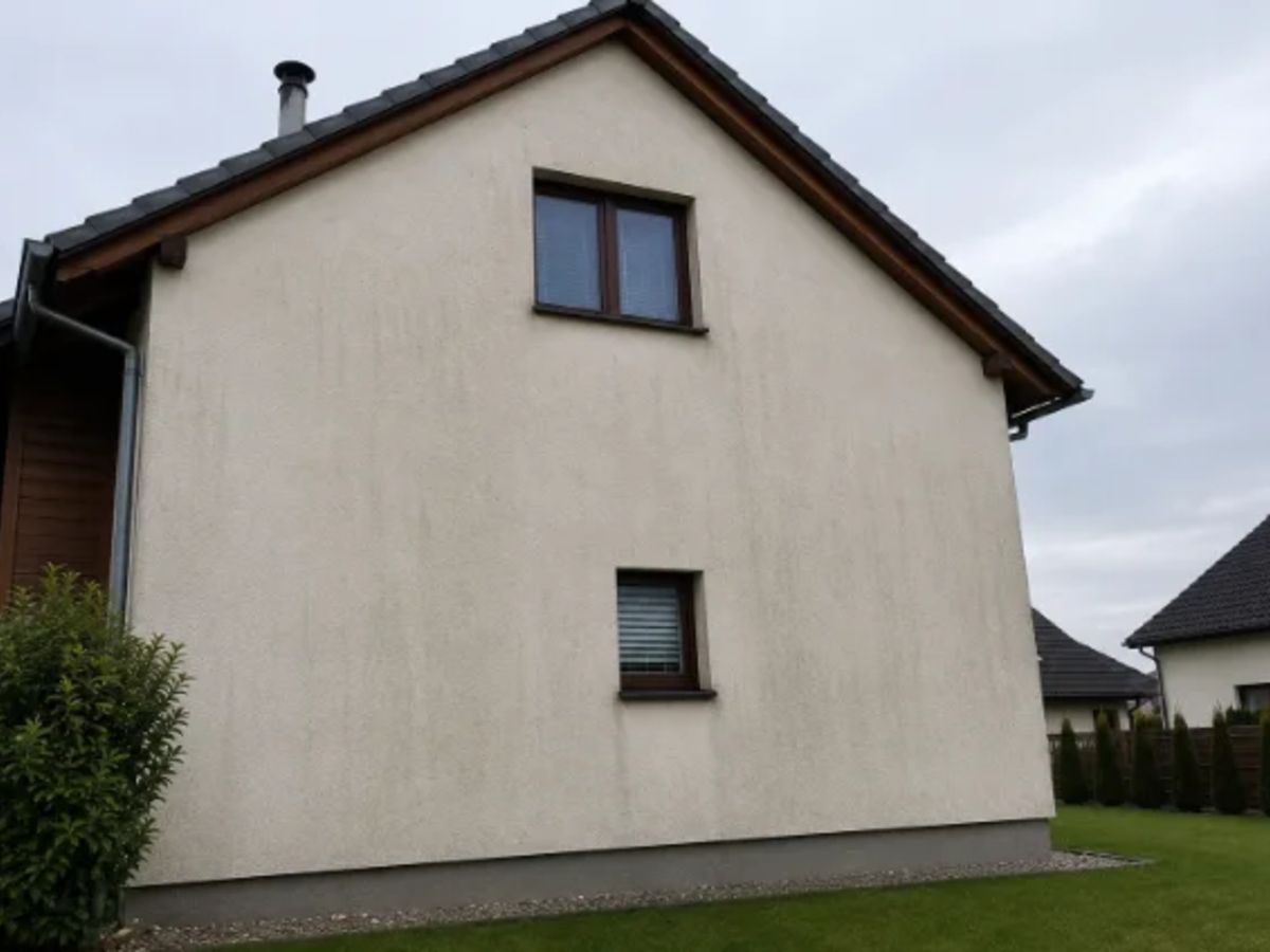Čištění fasády rodinného domu — stav před